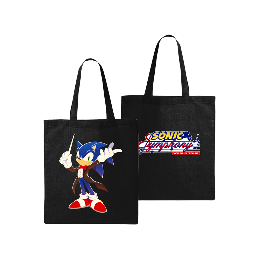 Sonic Symphony Official Merchandise. 100% cotton tote with Sonic logo printed on the front, and Sonic Symphony logo on the back.