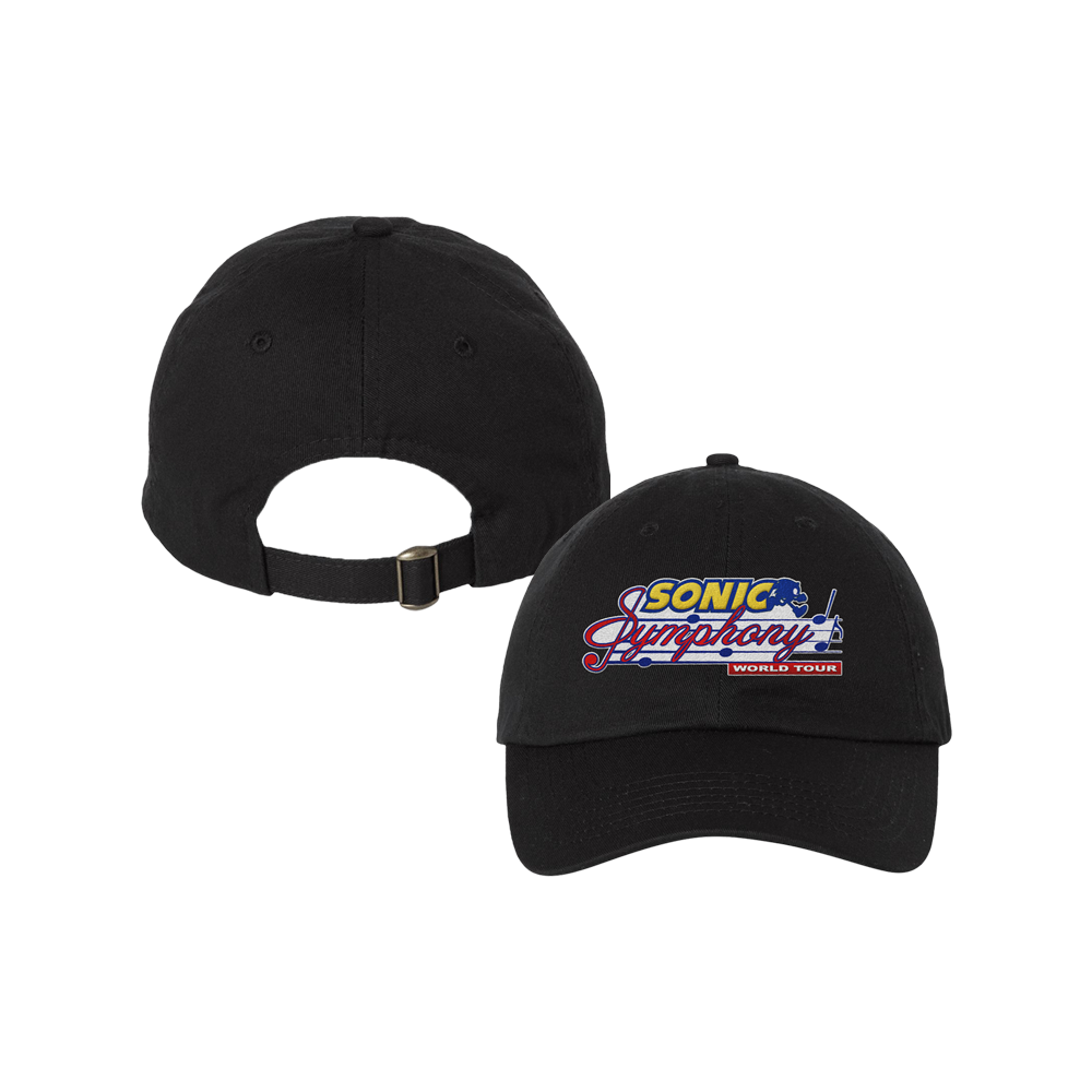 Black baseball cap with ’Sonic Symphony World Tour’ logo on the front.